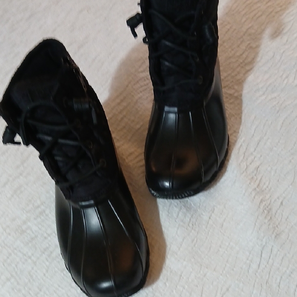 Sperry Black Winter Rain Boots Size 7 - Picture 4 of 4
